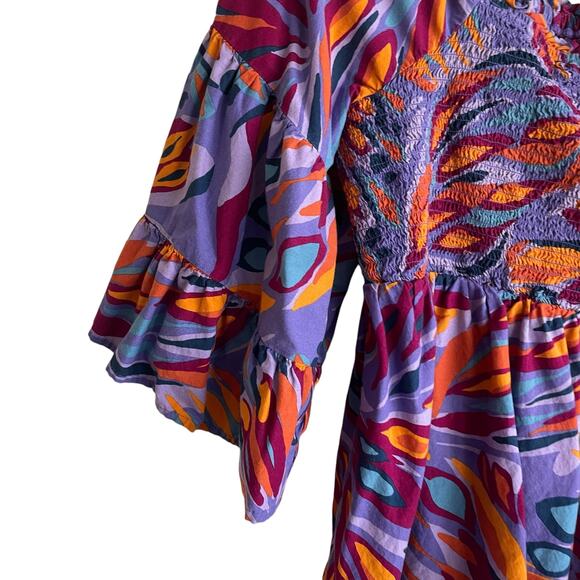 Terra & Sky Women Crop Top 1X Vibrant Colorful Boho Retro Y2K Festival Babydoll - Picture 7 of 10